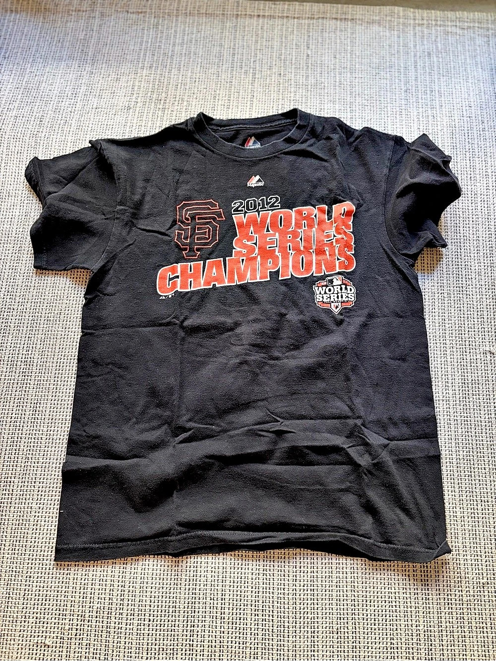 Majestic San Francisco Giants 2012 World Series Champions T-Shirt Black RARE VIN